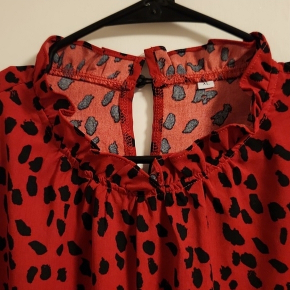 Printed ruffle high neck blouse - Picture 7 of 7